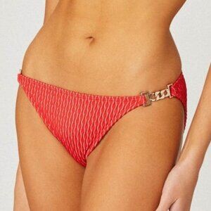 Shoshanna Metallic Print Chain Swim Bikini Bottom Women's Size M Red